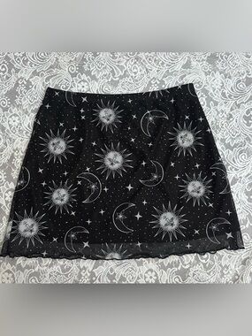 SHEIN Celestial Sun Moon Mesh Mini Skirt Large